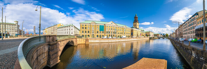 City of Gothenburg channel street architecture panoramic view