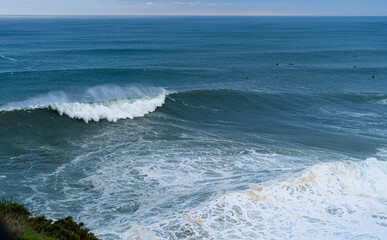 swell at North Beach, Nazare, Portugal. Atlantic ocean