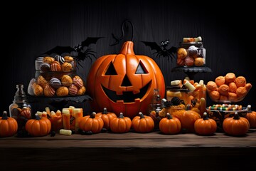 Halloween banner with candy