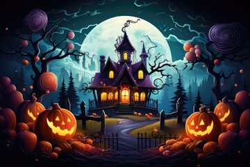 Halloween banner with candy