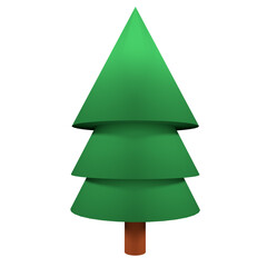 3d Christmas tree minimalist, on transparent background 3d illustration