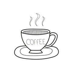 Coffee glass icon. Hand drawn, doodle style. Hot drink. Vector illustration.
