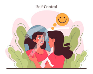 Emotional self-control. Emotion awareness and resilience skill. EQ development.