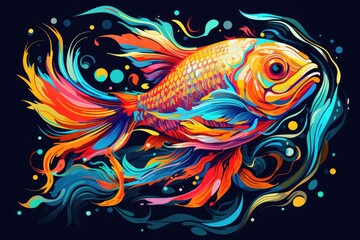 Fototapeta na wymiar Vibrant color fish illustration