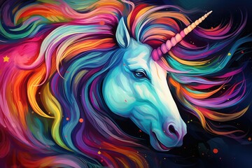 Vibrant color unicorn illustration