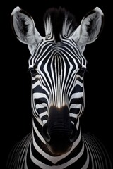 Zebra portrait on black