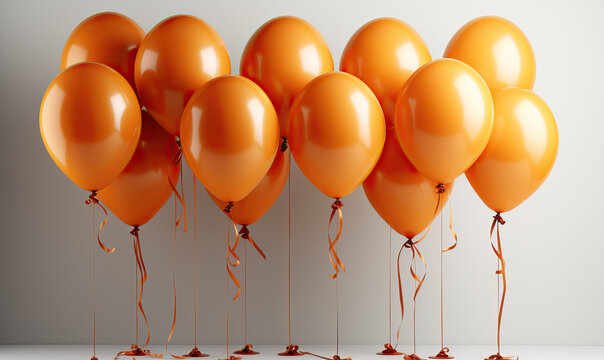Orange festive balloons on a white background.