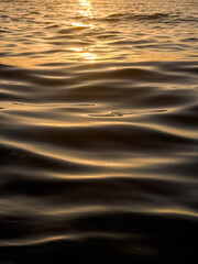 abstract waves forming on the sea at sunset ,yellow black sunset background