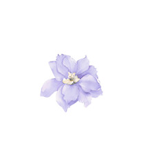 Watercolor delphinium flower png, elegant realistic violet blossom flower clipart.