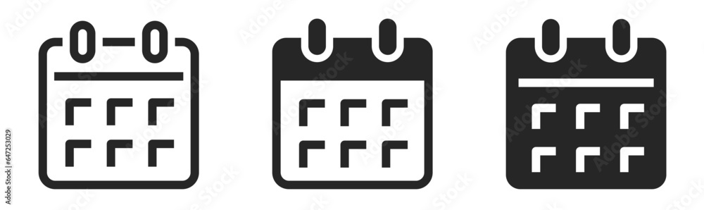 Poster calendar icons set. weekly calendar icon. outline and flat style. calendar symbol for apps and websi