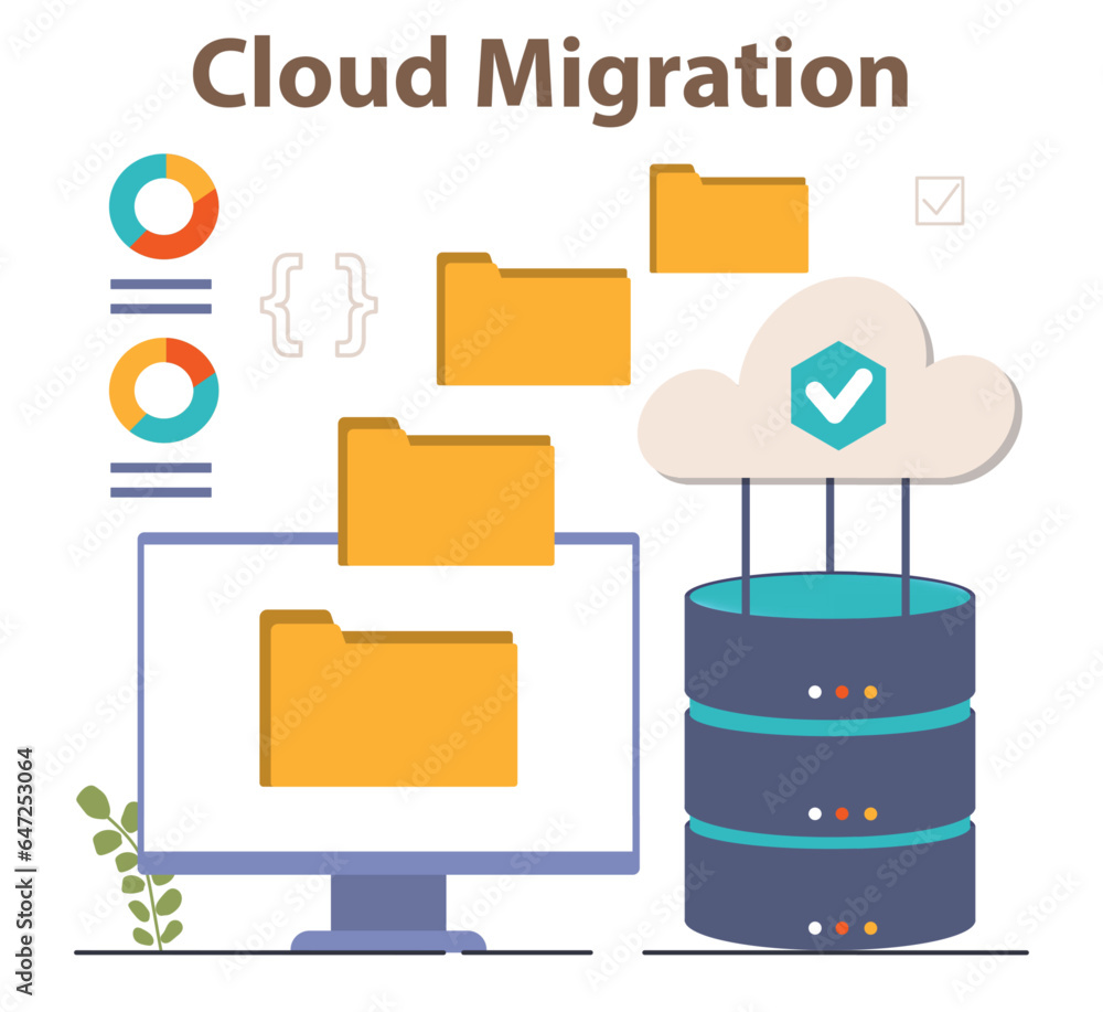 Poster cloud migration. big data storage and exchange. cloud computing