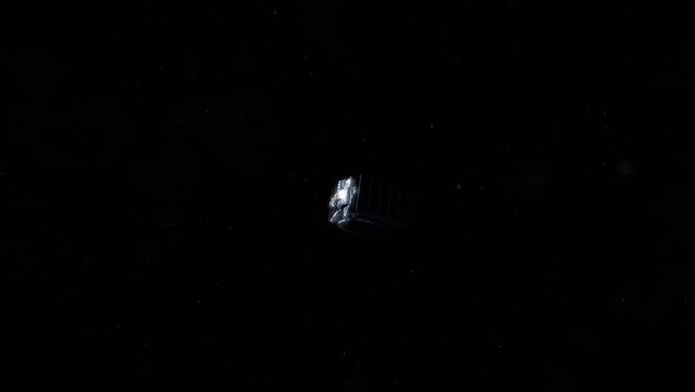 Spacecraft Opens Up Solar Panels in Space with Earth on the Background. Space Exploration Concept made with NASA Imagery.