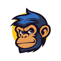 Cool monkey head mascot logo with icon badge emblem and ape animal template for sports and esports.
