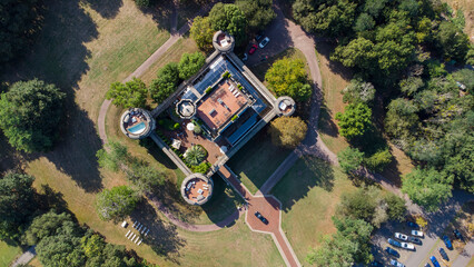 aerial drone view of the Arteaga Castle of Empress Eugenia in Vizcaya © Vctor