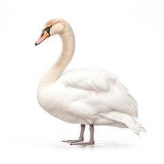 Mute swan bird isolated on white background.