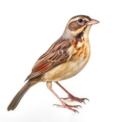 Saltmarsh sparrow bird isolated on white background.