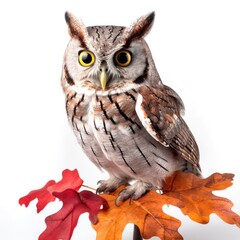 Obraz premium Whiskered screech-owl bird isolated on white background.