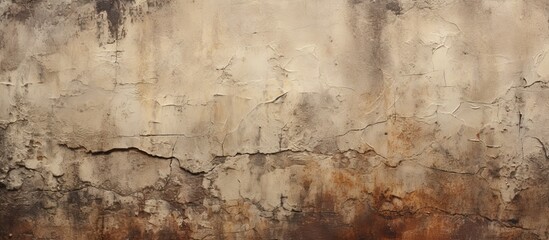 A worn out cracked wall with peeling paint serving as a stone grunge background