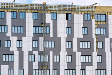 Ventilated facade, building construction, facade cladding and insulation. Insulation and cladding...