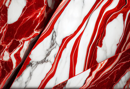 Red and white marble stone pattern background, backdrop. Generative AI
