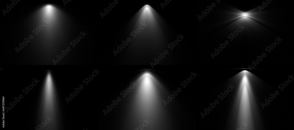 Wall mural set of diverse light profiles ready to use in architecture. 3d render of light projections aka ies-l