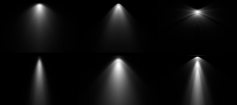 Set of diverse light profiles ready to use in architecture. 3d render of light projections AKA ies-light profiles