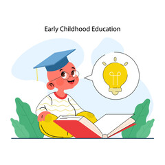 Early childhood education. Kid preschool learning, playing