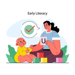 Early childhood education. Kid preschool learning, playing