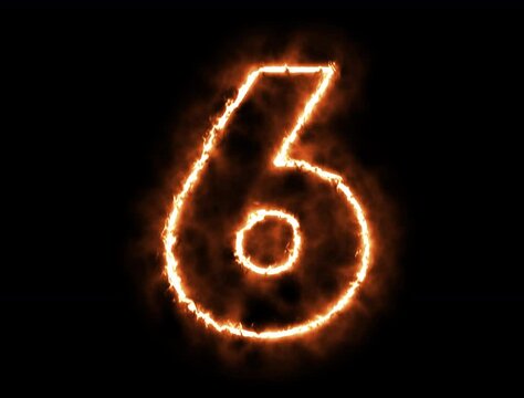 Animated Alphabet number one glowing in the dark orange blue neon light, fiery text numbers electric numbers alphabets