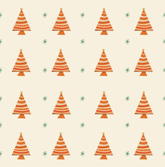 Pine tree pattern vector illustration background, neutral colors christmas