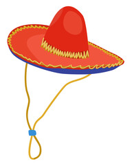 Sombrero. Mexican bright hat. Vector isolated illustration.