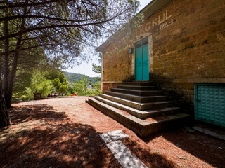 The primary school from the historical stone structure in the Adatepe village of Canakkale,...