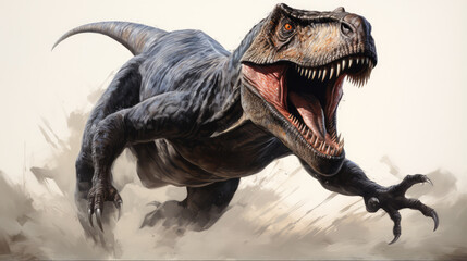 Velociraptor Illustration: Dynamic Pose and Intense Eyes on a Clear Background
