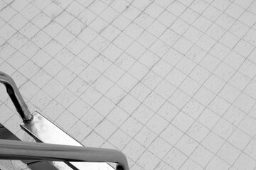 swimming pool stairs in black and white concept, can be used for design articles