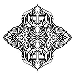 Abstract black and white polynesian tattoo vector