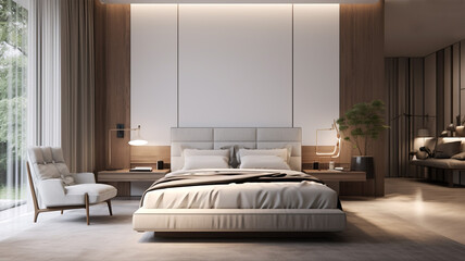 modern und light bedroom with modern furniture