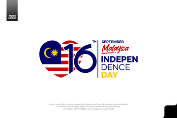 Malaysia Independence Day logotype September 16th with flag love shape