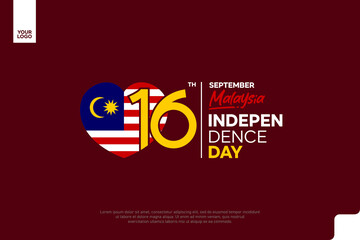 Malaysia Independence Day logotype September 16th with flag love shape