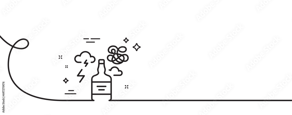 Poster alcohol addiction line icon. continuous one line with curl. difficult stress sign. mental health pro
