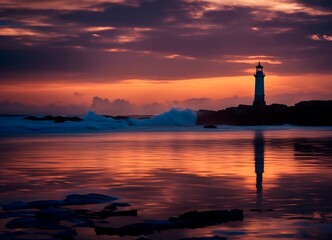 Fototapeta premium lighthouse at sunset