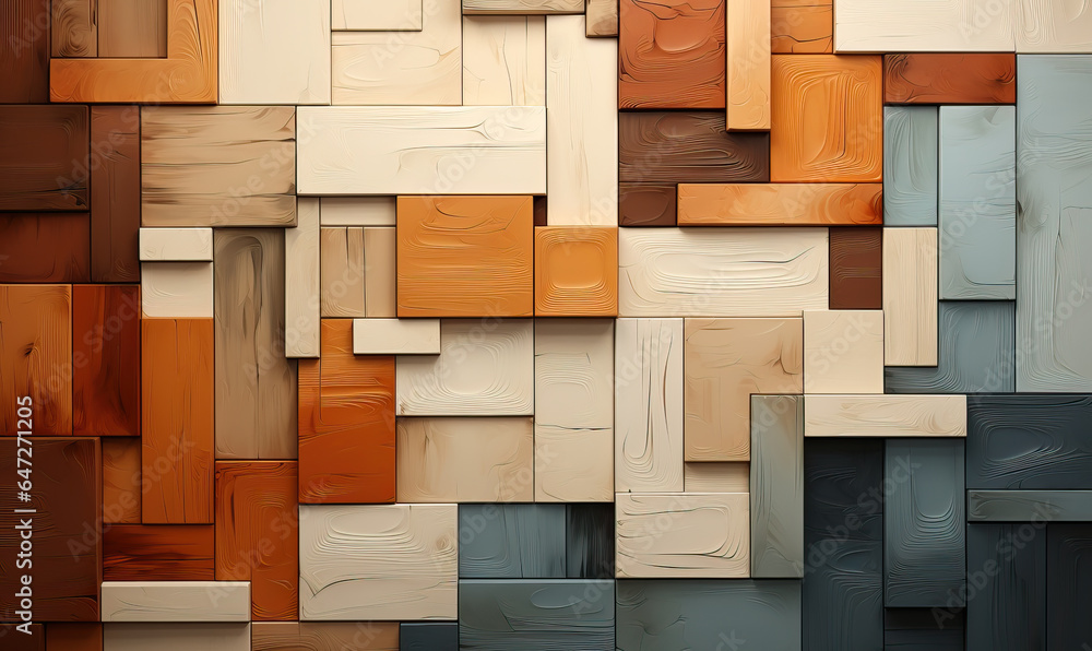 Poster wallpaper with textured 3d rectangles of different sizes.