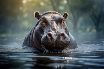 Hippopotamus in the wild