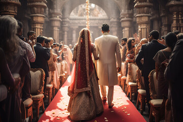 Indian bride and groom at a wedding ceremony 1 - obrazy, fototapety, plakaty