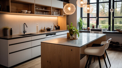 decorated modern wooden kitchen