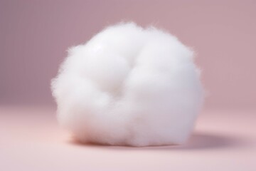 A white cotton ball sitting on top of a pink surface. Suitable for beauty, skincare, or hygiene concepts.