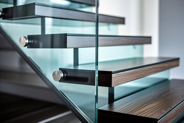modern stairs in a family house with a glass