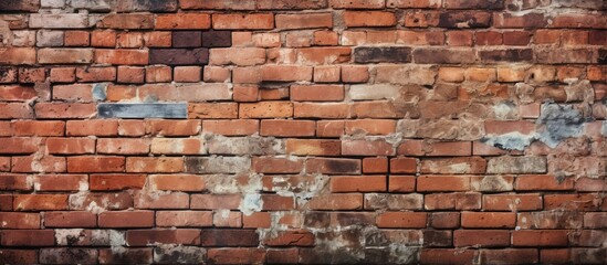 A versatile vintage brick wall with a grungy and cracked surface perfect for any purpose