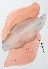 Abstract orange watercolor texture background. Creative pattern design for print invitation card, postcard. Drawing poster, colorful wallpaper.