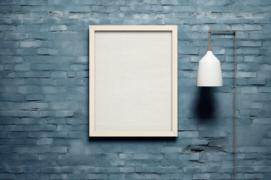 Template for vectical picture, painting, poster or photo on the brick wall.