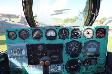 cockpit of an old airplane